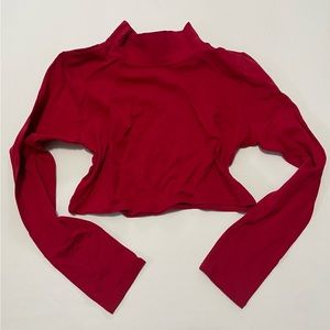 Plus size mock neck top 1x-3x red